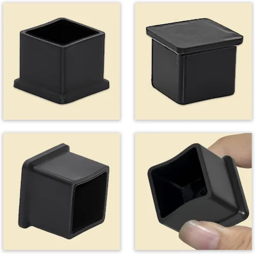 Vista 5 de Flyshop Tapones de PVC para patas de silla de patio, protectores de suelo cuadrados negros 10 unidades, 1 pulgada x 1 pulgada, 0.984 x 0.984 in