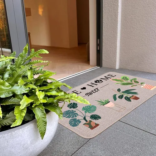 Vista 5 de Home Sweet Home Plants - Tapete para puerta de 17 x 29 pulgadas, tapete de bienvenida para primavera y verano, antideslizante, para interiores