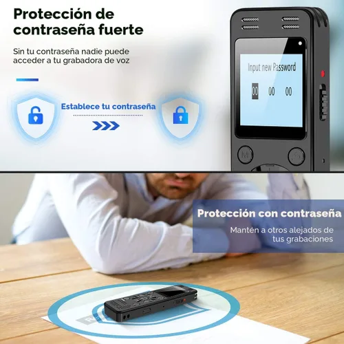 Vista 6 de EVIDA - Grabadora de voz digital de 128 GB para conferencias y reuniones, 9296 horas, dispositivo de grabación activado por voz, grabadora de audio