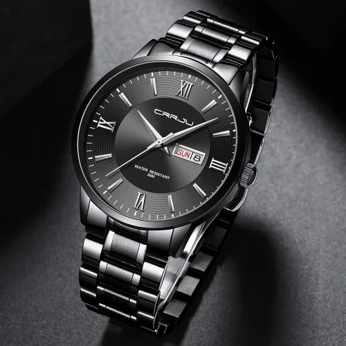 Vista 3 de CRRJU Men's Minimalist Casual Luxury Auto Date Watches Fashion Business Japan Movement Quartz Waterproof Wristwatches for Men Stainsteel Steel Band