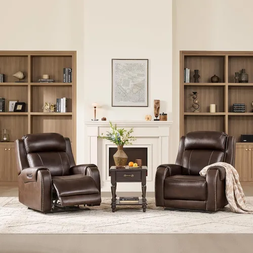 Vista 3 de CHITA Silla reclinable eléctrica de cuero genuino para adultos, sillón reclinable eléctrico que se acerca a la pared con reposacabezas eléctrico
