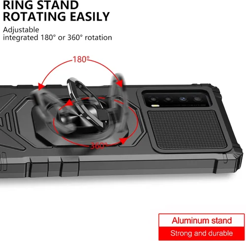 Vista 4 de Ailiber Funda para TCL Stylus 5G - Grado militar, resistente a prueba de golpes, con protector de pantalla, soporte de anillo para montaje magnético