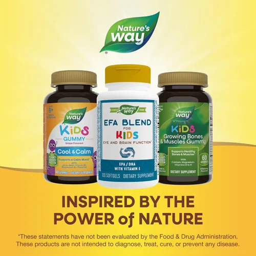 Vista 6 de Nature's Way EFA Blend para niños con vitamina E, apoya la función ocular y cerebral*, 120 cápsulas blandas