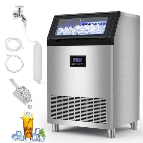 Vista 15 de Máquina de hielo Nugget para encimera 40 libras/día, contenedor de hielo de 10 libras, máquina de hielo de pellets suaves masticables de acero