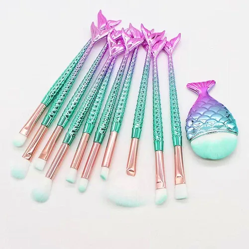 Vista 8 de SQULIGT Pinceles de maquillaje para niñas, juego de 10 piezas de pinceles de maquillaje de princesa, base, cejas, delineador de ojos, rubor