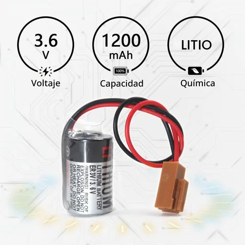 Vista 3 de Paquete de 5 baterías ER3V de 3.6 V 1200 mAh para Toshiba JZSP-BA01, R88A-BAT02W