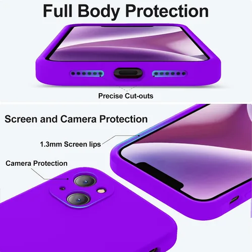 Vista 4 de Vooii Funda compatible con iPhone 14, silicona líquida mejorada con protección de cámara de cubierta completa, forro de microfibra suave