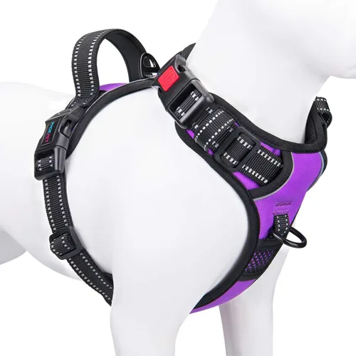Vista 11 de PHOEPET Arnés para perro sin tirones, chaleco reflectante ajustable con asa de entrenamiento, bolsillo para identificación con nombre, 2 ganchos