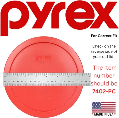Vista 3 de Pyrex 7402-PC, tapas de repuesto rojas para almacenamiento redondo para vasos de 7" de diámetro 6 y 7 Redondo, Rojo