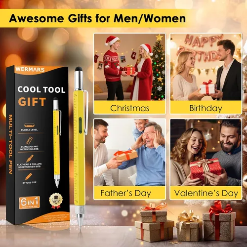 Vista 2 de Regalo para el día del padre para hombre, bolígrafo multiherramienta 6 en 1, regalos de cumpleaños para hombres, regalos de papá para él, adultos