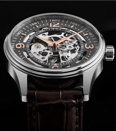 Vista 9 de Stuhrling Original Men's Automatic Skeleton Dress Watch Genuine Leather Band with self Winding Mechanical Movement