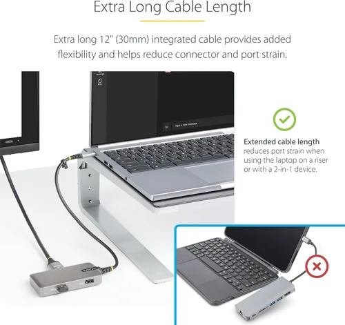 Vista 4 de StarTech Mini Dock USB-C 5 en 1 con HDMI 4K HDR10, 3 puertos 5Gbps, 100W PD Windows macOS ChromeOS iPadOS Android, WWCB certified Chromebooks