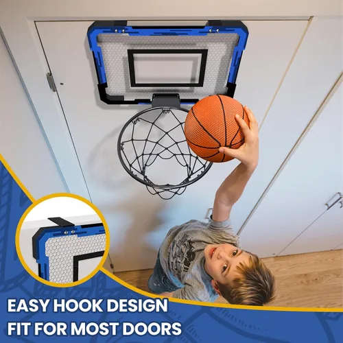 Vista 3 de QDRAGON Mini Basketball Hoop, Over The Door Indoor, with 3 Balls/Inflator/Breakaway Rim, Basketball Toy Gifts for Kids and Adults, Suit for