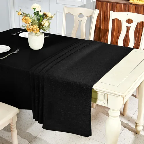 Vista 4 de IVAPUPU Mantel de Lino Texturizado para Mesa Rectangular - Mantel de Tela Impermeable Rectangular Sin Arrugas Limpiable Cubierta de Comedor