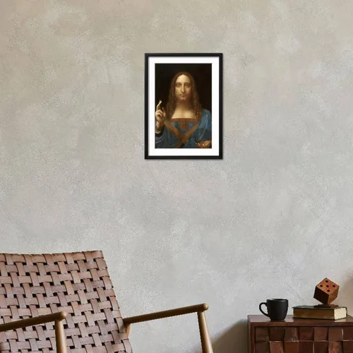 Vista 4 de ART Impresión artística de Salvator Mundi sobre marco negro por Leonardo Da Vinci, 16 x 22 pulgadas