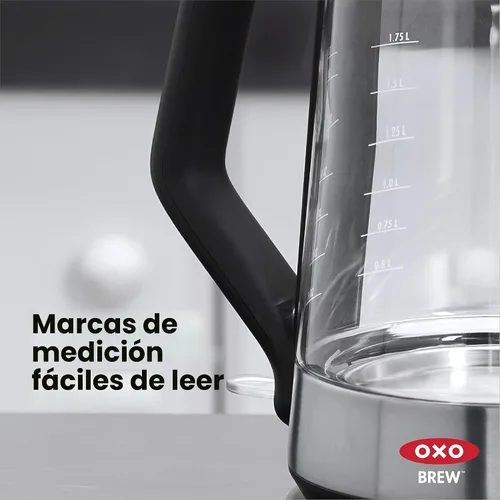 Vista 6 de OXO Hervidor eléctrico de vidrio, inalámbrico, de acero inoxidable