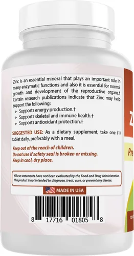 Vista 7 de Best Naturals Suplementos de zinc de 30 mg (como citrato de zinc), vitaminas de zinc para adultos, apoyo inmunológico, 120 tabletas
