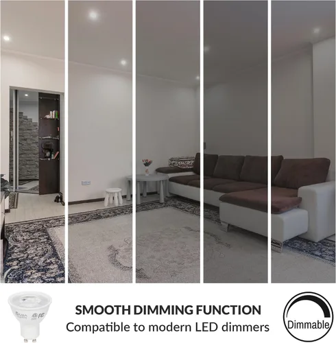 Vista 4 de Simba Lighting Bombilla LED GU10 de 5 W regulable (paquete de 6) halógena de 50 W de repuesto MR16 forma para acento, empotrado, iluminación