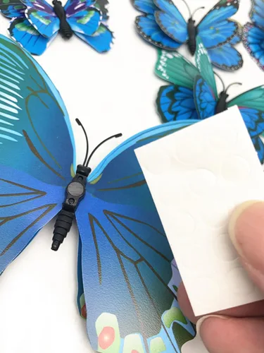 Vista 3 de 12PCS 3D mariposa nevera imanes pared etiqueta engomada hogar fiesta decoración azul