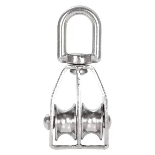 Vista 3 de ZOEYES Paquete de 4 rodillos de doble polea de elevación M20 de acero inoxidable con gancho giratorio de doble polea