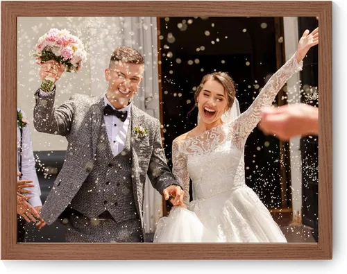Vista 20 de Impresiones de lienzo personalizadas enmarcadas con tus fotos, impresión personalizada de foto a lienzo, regalos para parejas, amigos, familia, Negro