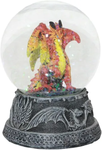 Vista 2 de Ebros - Figura pequeña de globo de agua con purpurina de 4.5 pulgadas de alto, globo de agua de dragón volcánico de lava y fuego mítico