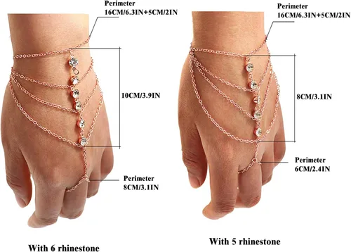 Vista 5 de Suyi - Pulsera con anillo, cadena y diamantes de imitación para mujeres y chicas