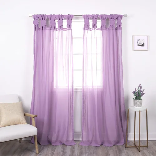 Vista 10 de Best Home Fashion Juego de 2 cortinas traslúcidas de lino sintético con pestaña torcida, tratamiento de ventana para sala de estar, comedor, Gris