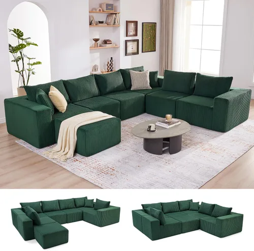 Vista 17 de Sofá seccional modular de 108", sofá seccional Cloud con asiento profundo, sofá modular moderno en forma de L con chaise, sofás tapizados sin Beige
