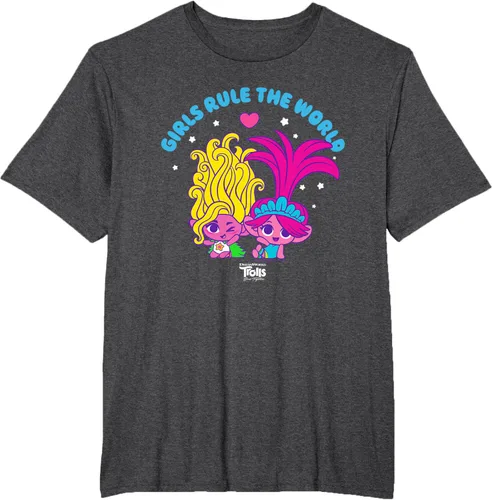 Vista 18 de DreamWorks Trolls Band Together - Camiseta para niñas con leyenda "Rule", diseño Negro