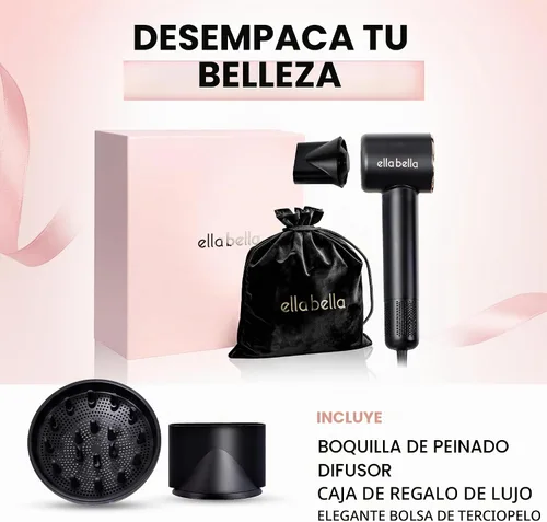 Vista 6 de ELLA BELLA® Secador de Cabello de Plasma Compacto, Secador de Cabello con Tecnología de Plasma Avanzada con Pantalla Digital, Secado Rápido, Bajo