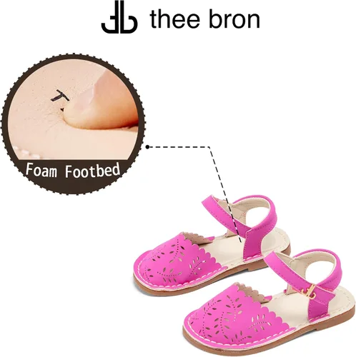 Vista 35 de THEE BRON Sandalias cómodas para niñas, zapatos para niños, sandalias rellenas
