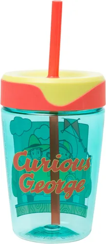 Vista 3 de Silver Buffalo Curious George Fun - Vaso a prueba de derrames con pajilla Jorge curioso