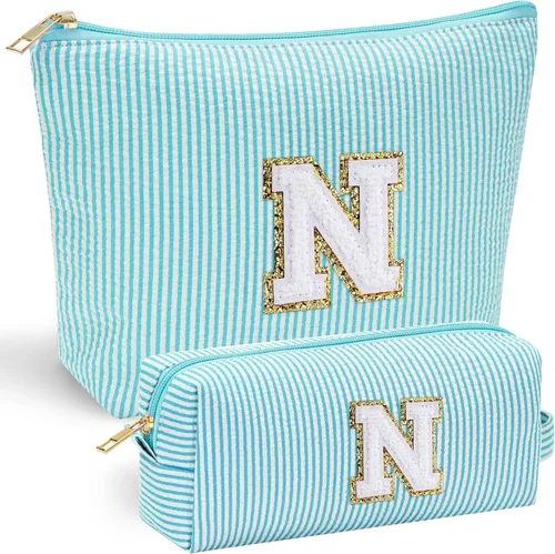 Vista 87 de YOOLIFE Regalos del Día de la Madre para Mujeres, Bolsa de Maquillaje con Iniciales, Bolsa de Maquillaje para Viaje, Bolsa de Maquillaje Negro