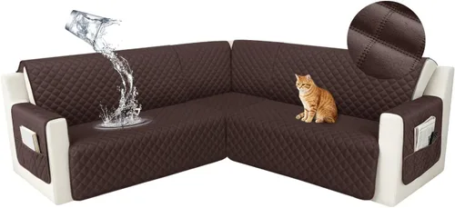 Vista 46 de HDCAXKJ Funda seccional de esquina impermeable para sofá de terciopelo en forma de L, fundas para sofá para mascotas, perros, suaves, resistentes