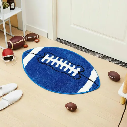 Vista 2 de Funtery Alfombra de fútbol para niños y fanáticos de los deportes, decoración de habitación de juego, tapete antideslizante, alfombra de área