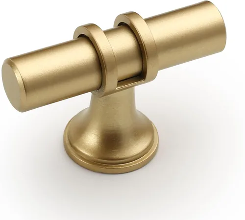 Vista 14 de Amerdeco ZH0050 - Paquete de 10 pomos de bronce champán para gabinetes, barra en T de 2 pulgadas, manijas de gabinete de cocina, manijas