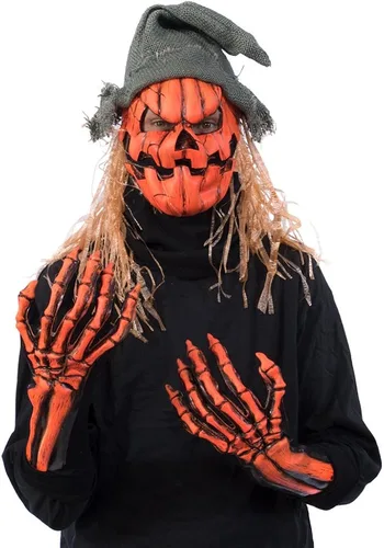Vista 4 de Zagone - Máscara de calabaza con luz negra y luz UV, color naranja