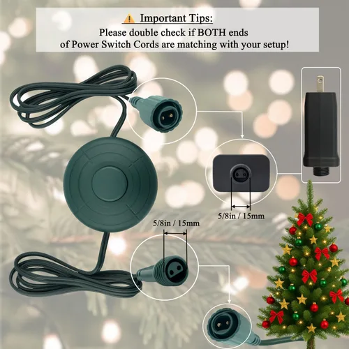 Vista 2 de Cable de alimentación con enchufe de 5/8 pulgada y interruptor de pie de encendido/apagado de 6 pies con módulo de control de luz para luces