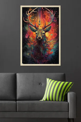 Vista 6 de Trends International Wumples - Cosmic Deer Wall Poster, 34L x 22.4W, Blonde Framed Version