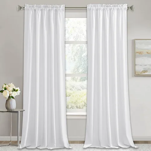 Vista 55 de RYB HOME Cortinas opacas de terciopelo para dormitorio, aislamiento térmico, privacidad, luz solar, bloqueo de calor, cortinas lujosas con bolsillo