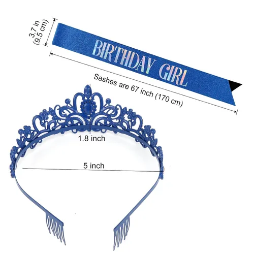 Vista 7 de Juego de banda y tiara de diamantes de imitación de COCIDE para cumpleaños banda de cumpleaños y tiara para mujer kit de decoración de cumpleaños