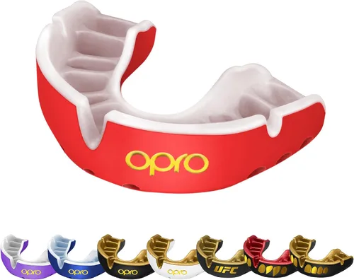 Vista 19 de OPRO Protector bucal Gold Level - Protector bucal moldeable con ajuste cómodo de primera calidad y protección multicapa para boxeo, artes marciales
