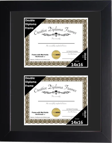 Vista 59 de Creative Picture Frames Marco de diploma doble clásico negro de 6 x 8 pulgadas con vidrio negro y colgador de pared instalado