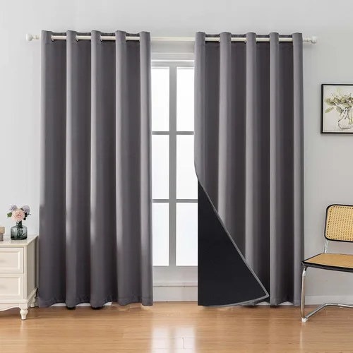 Vista 46 de Anytime Juego de 2 paneles de cortinas 100% opacas, con aislamiento térmico para dormitorio, paneles de sombreado completo