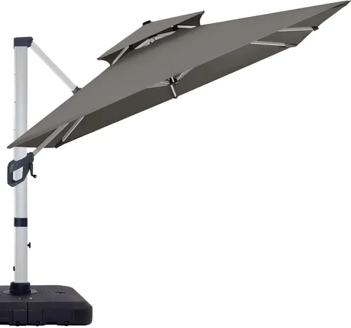 Vista 9 de ABCCANOPY Patio Umbrella Cantilever Double Top Outdoor Offset Umbrella with 360° Rotation
