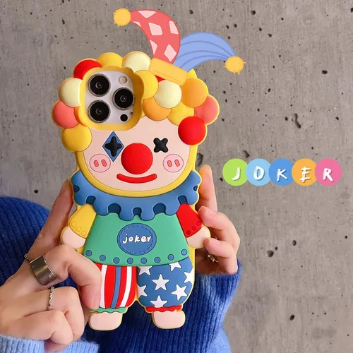Vista 7 de Funda fea compatible con iPhone 11, 3D Kawaii payaso caricatura, divertido protector de silicona suave a prueba de golpes para mujeres y niñas