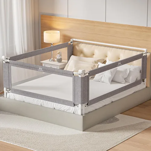 Vista 10 de Riel de cama para niños pequeños, 1 pieza de barandilla de protección de cama ajustable en altura para niños pequeños, rieles de seguridad