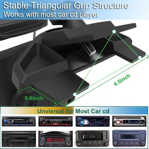 Vista 4 de Soporte ajustable de la tableta del soporte de la ranura del CD del coche 360 para el iPad y el teléfono celular