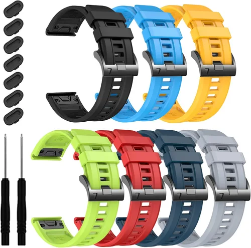 Vista 8 de EZMVZKU Correa de silicona Quickfit de 0.866 in compatible con Garmin Fenix 8/8Pro 1.850 in/Fenix 7/7 Pro/6/6 Pro/5 Plus, correa de reloj